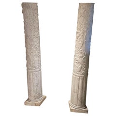 Pair of Italian early 19th C marble carved columns