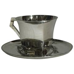 Sue and Mare, Silvered Metal Cup and Saucer