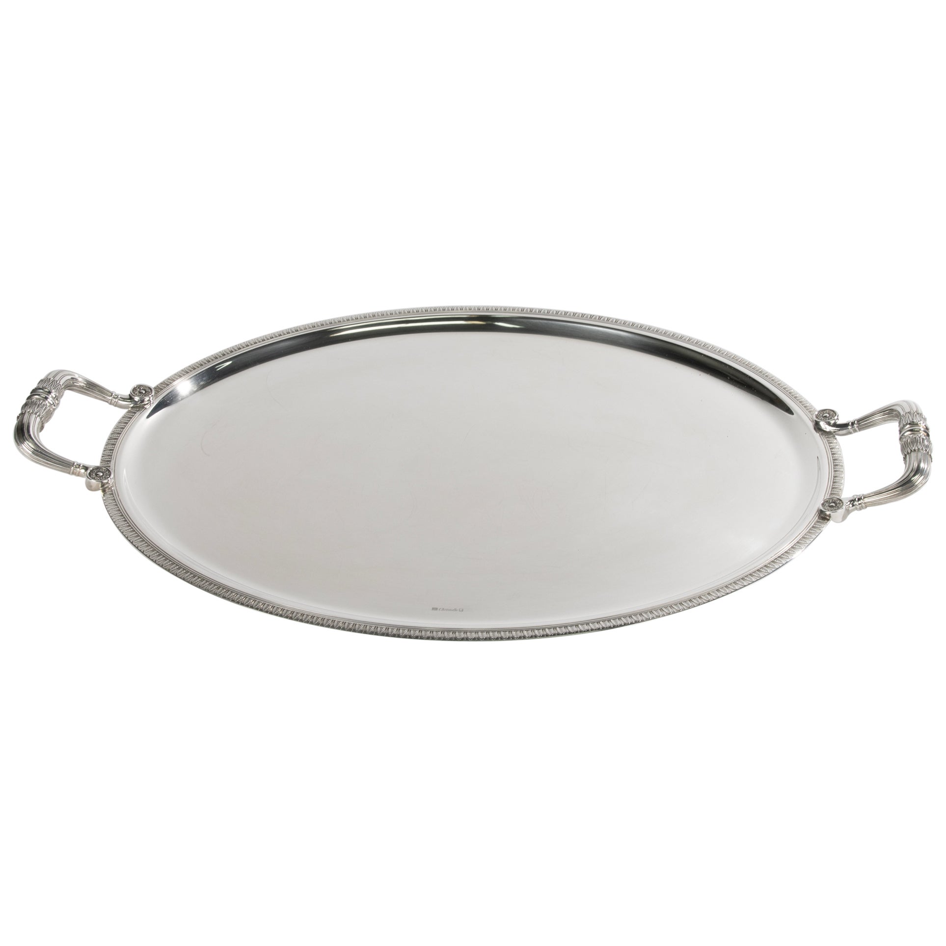 Large Silver Plated Serving Tray - Christofle - Malmaison For Sale