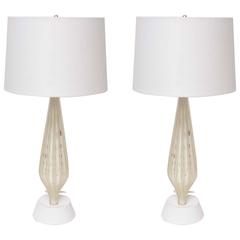 Pair of Barovier e Toso Murano Glass Lamps, circa 1955