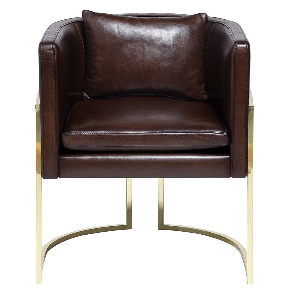 Leather and Brass Julius Chair by Duistt For Sale