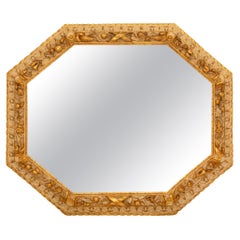 Antique Italian 19th century Baroque st. Giltwood and patinated wood mirror