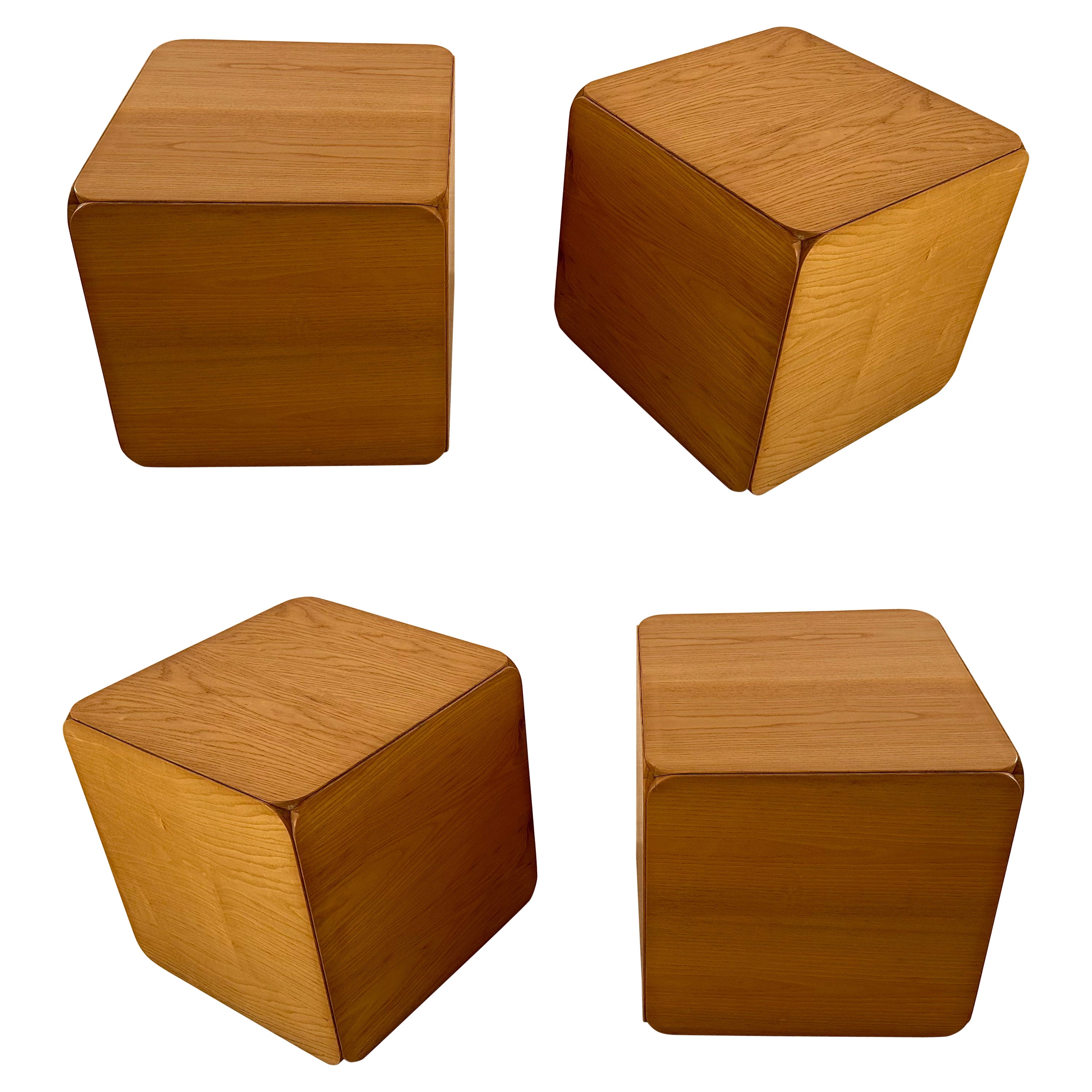 Wood Cube Stool Samara by Derk Jan de Vries for Maisa di Seveso. Italy, 1970s For Sale