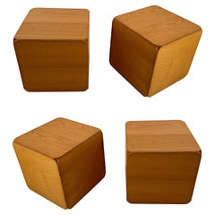 Retro Wood Cube Stool Samara by Derk Jan de Vries for Maisa di Seveso. Italy, 1970s