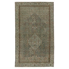 Antiker handgefertigter persischer Bibikabad-Blauer handgefertigter Teppich aus Wolle mit Blumenmuster aus Allover