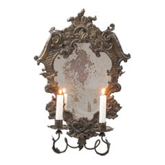 Antique Early 20th Century French Metal Mirror