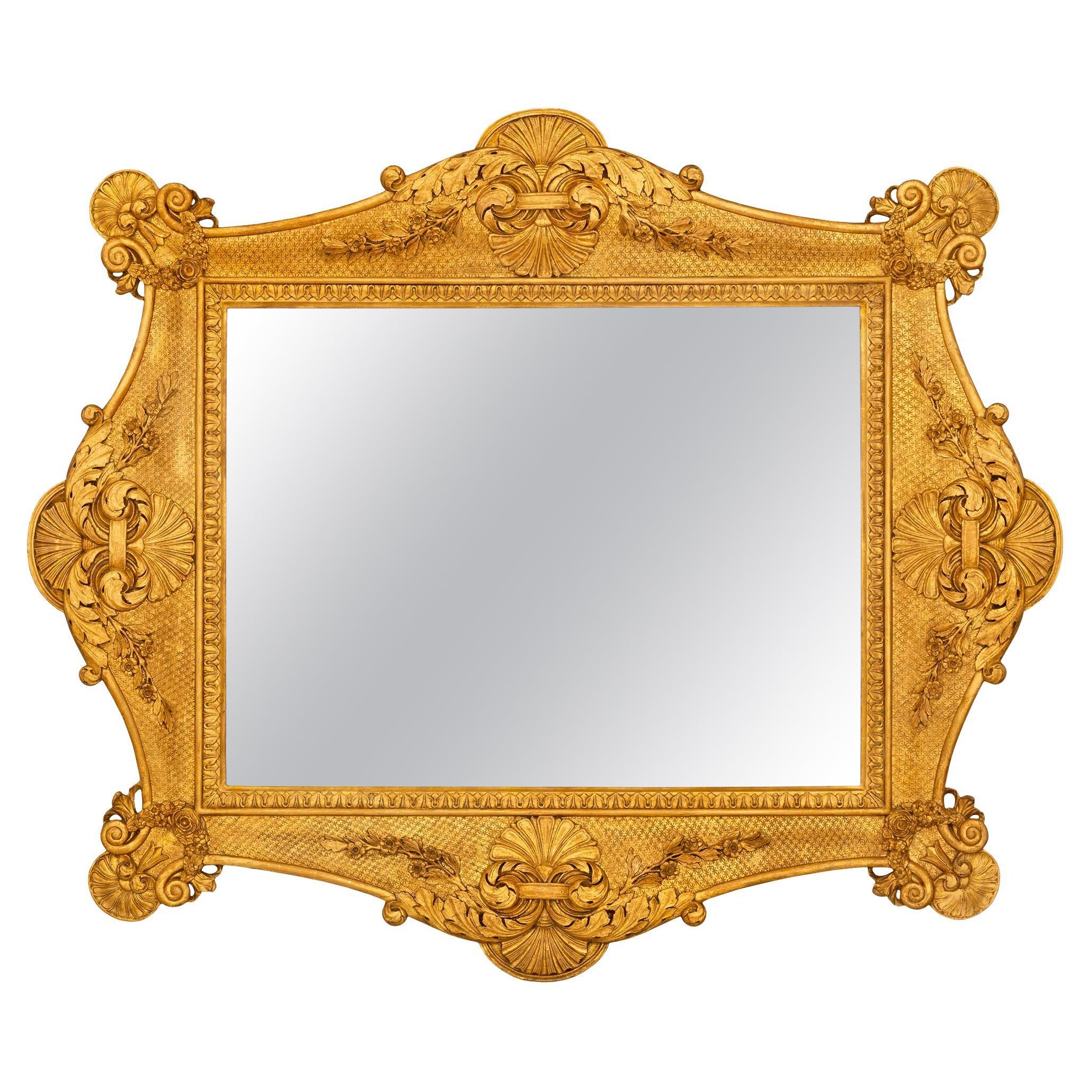  Miroir baroque italien du début du 19e siècle en bois doré