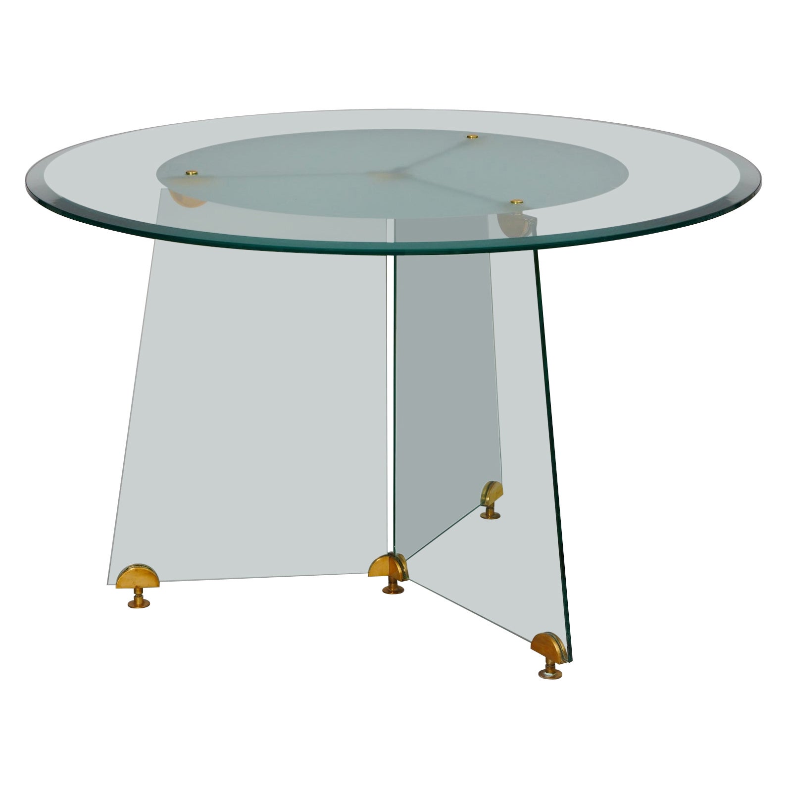 Glass and brass circular table For Sale