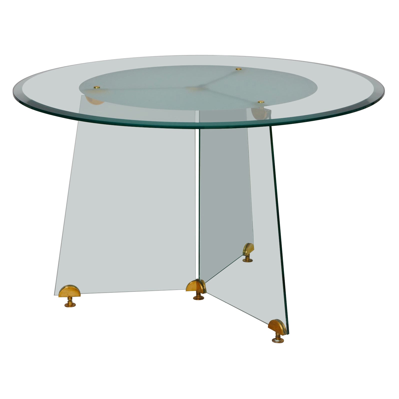 Mesa circular de cristal y latón