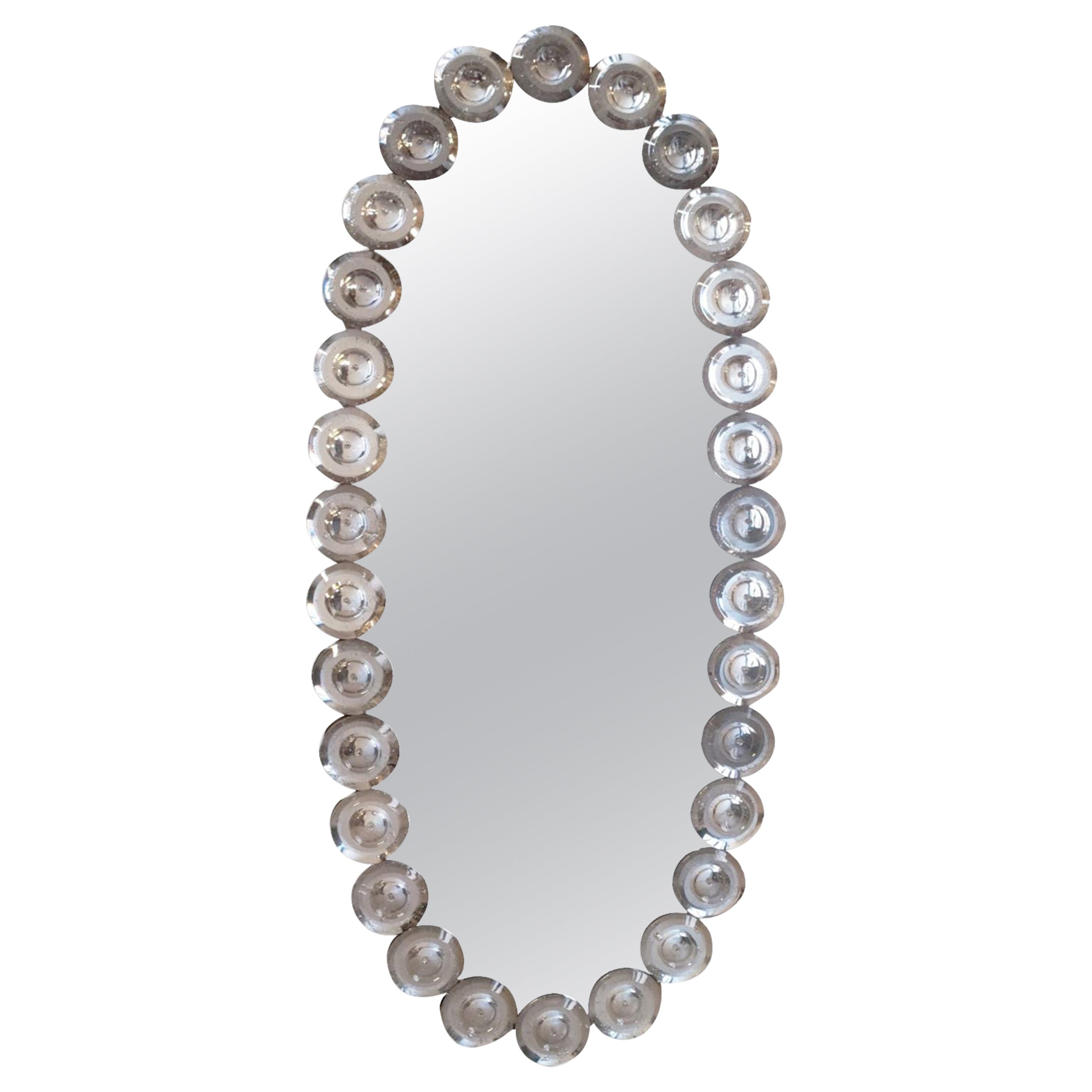 "Ovale Argento" Specchio  di Design in Vetro di Murano In Stile Contemporaneo For Sale