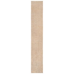 Long and Narrow Luxurious Ivory Indian Agra Antique Runner Rug 4'6" x 26'6"
