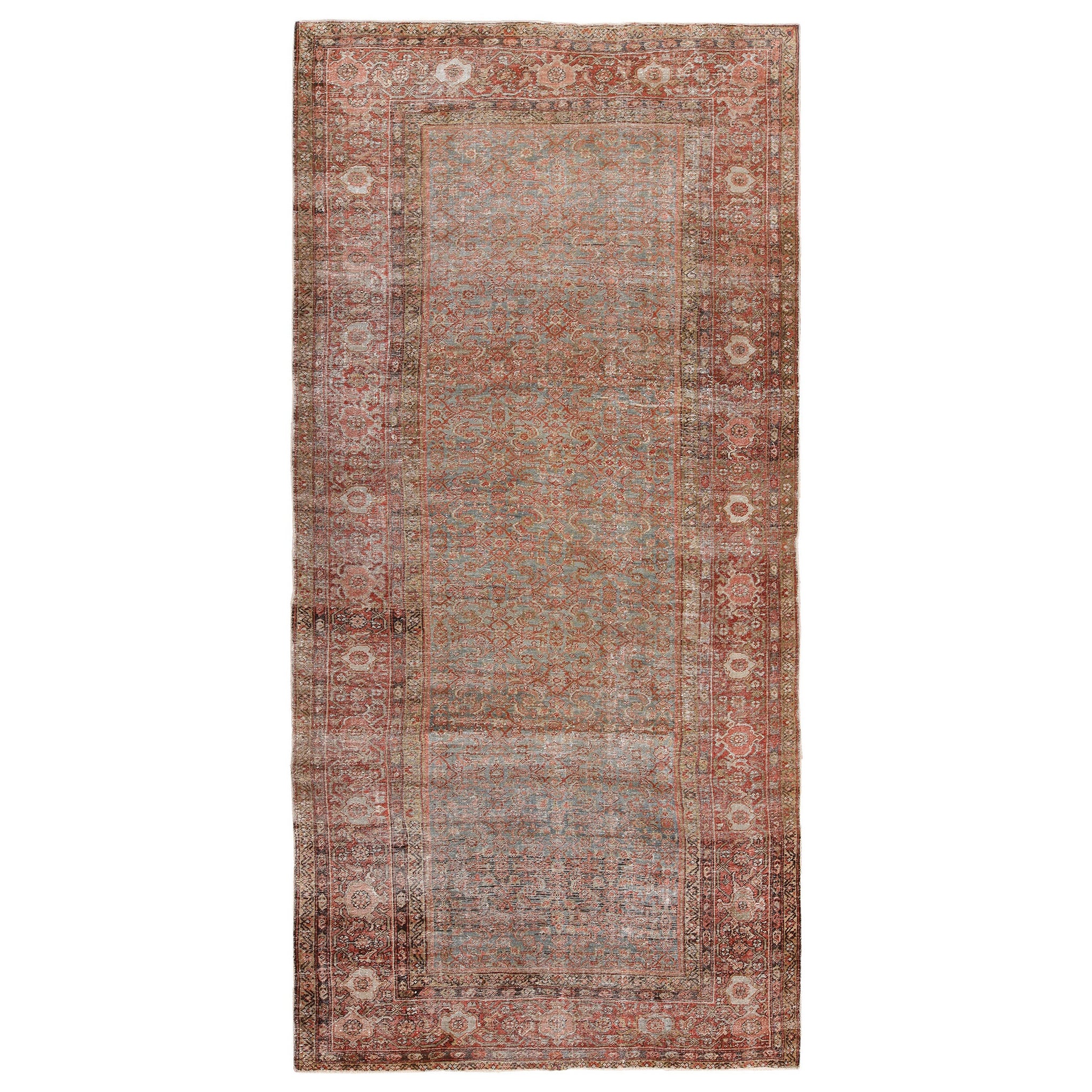 Antique Persian Shabby Chic 19th Century Sultanabad Rug 6'7" x 13'3" For Sale