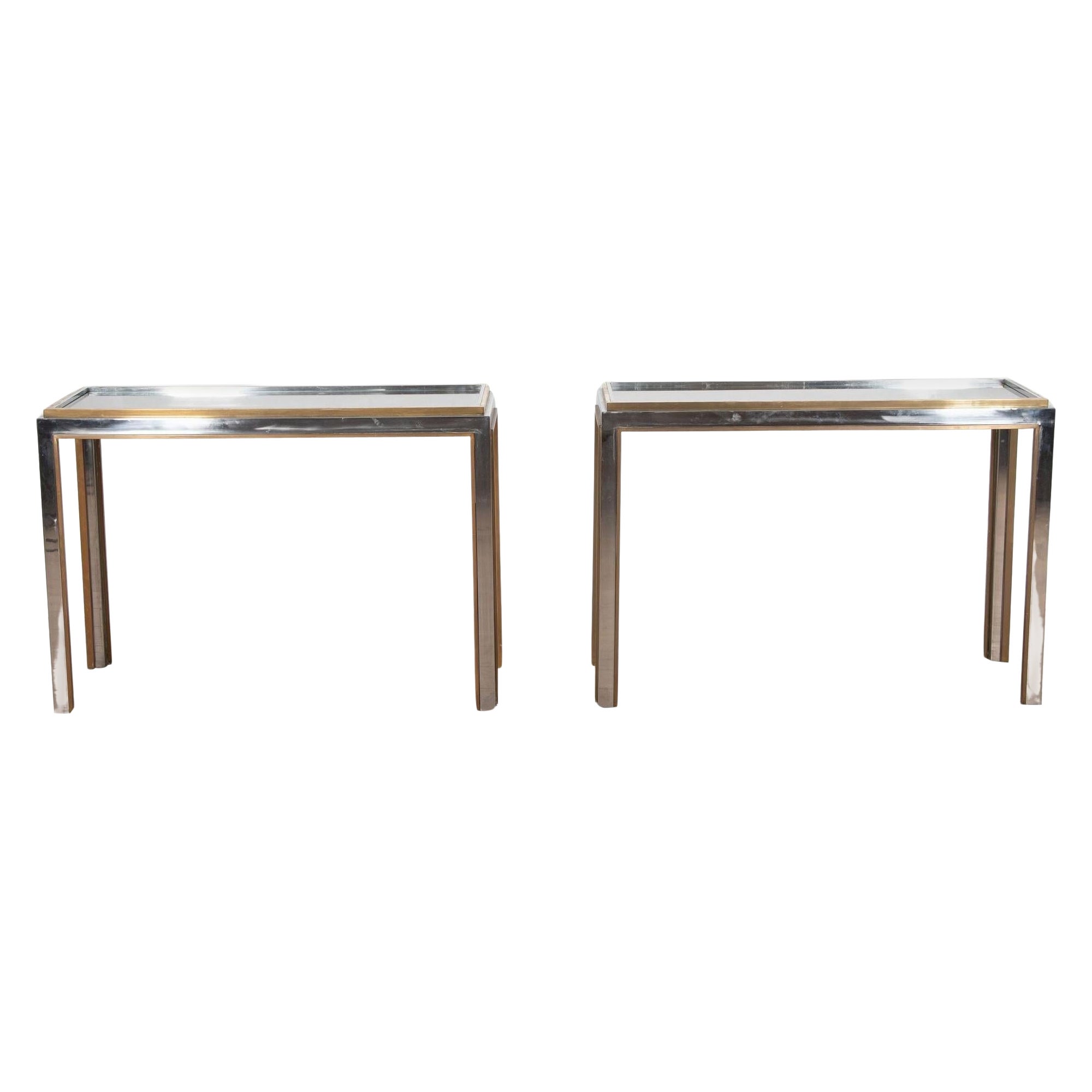 Pair of Console Tables in the Willy Rizzo Style For Sale