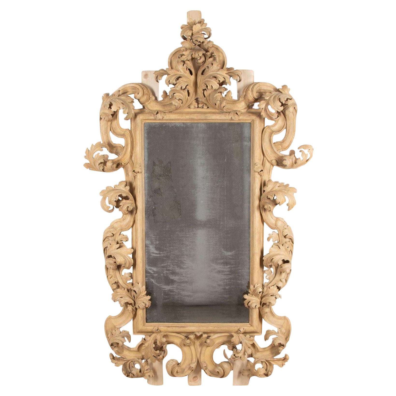 Large 19th Century Italian Carved Mirror For Sale