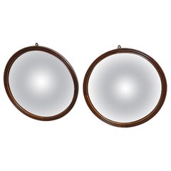 Used Pair Of Mahogany Circular Convex Mirrors