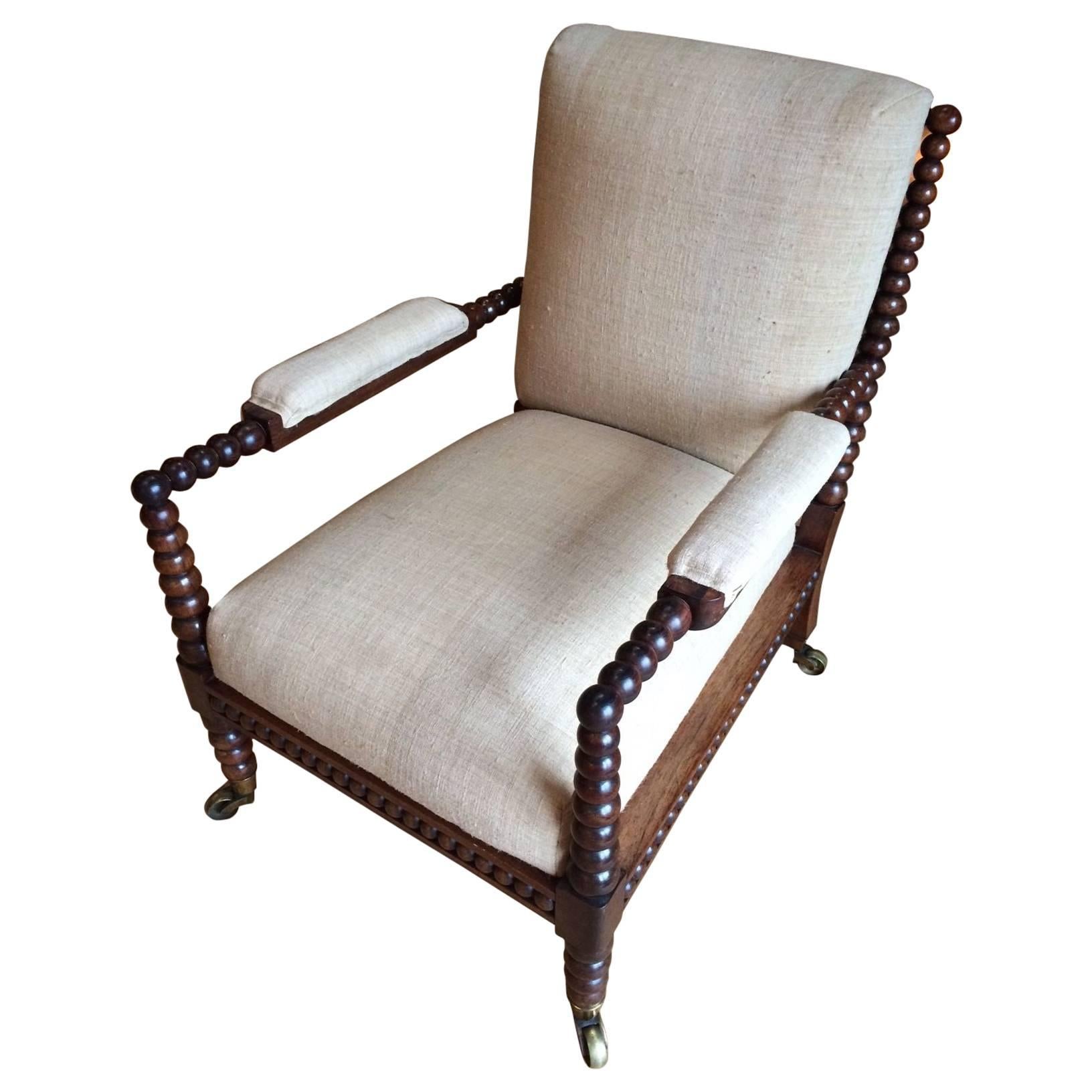 19th Century Single Upholstered Bobbin Side Armchair, England