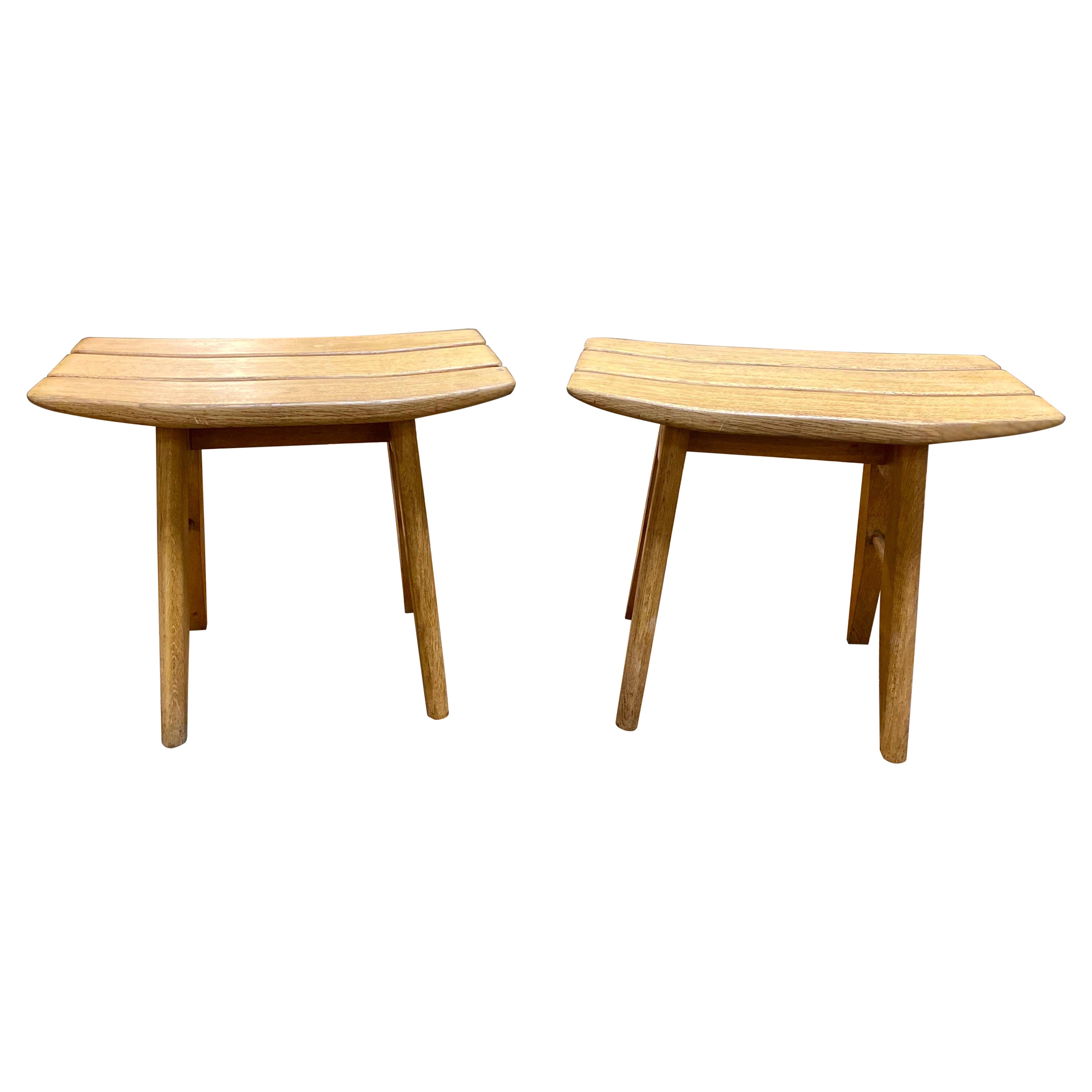Pair of Guillerme et Chambron "Thierry" Stools, Circa 1950s For Sale