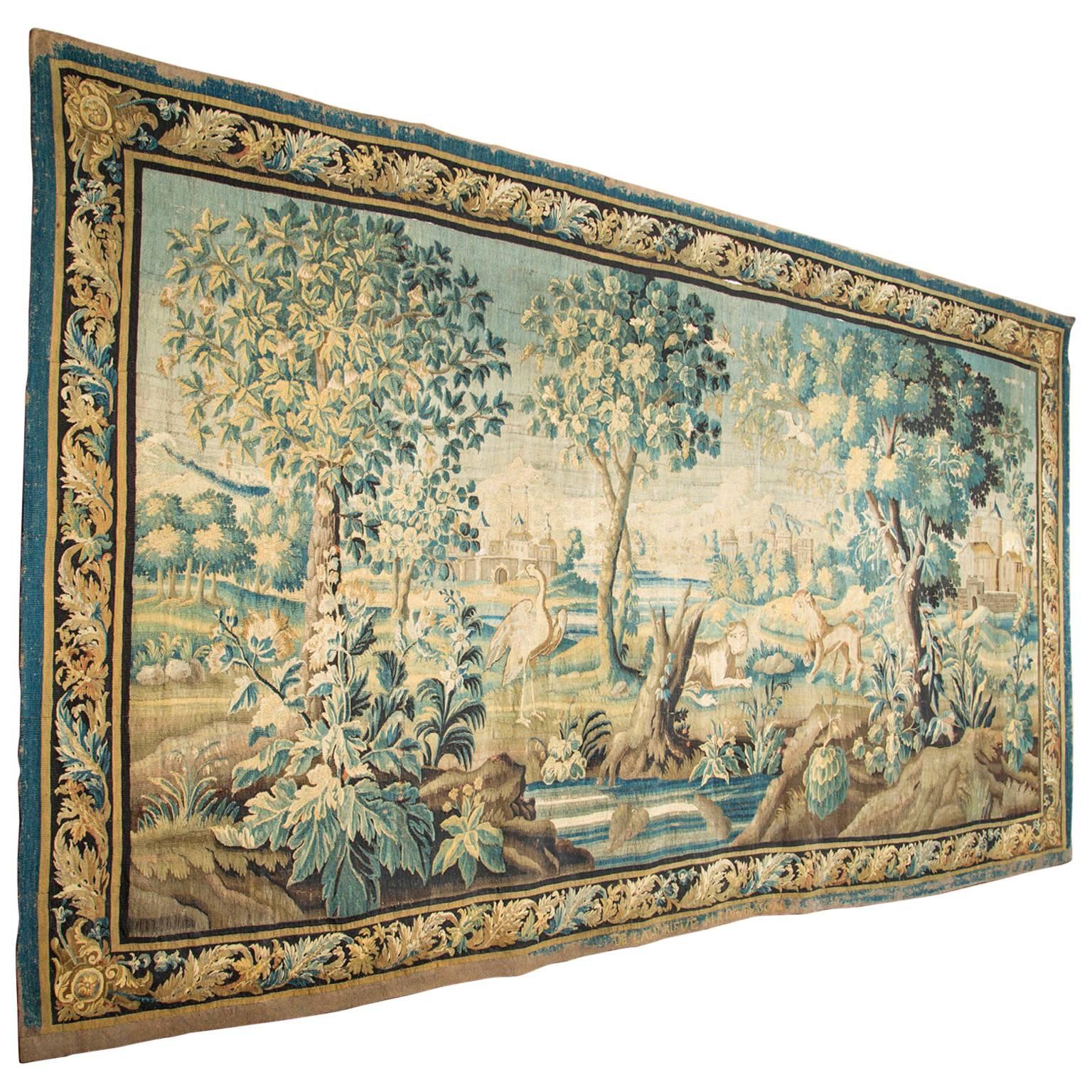18th Century Aubusson Tapestry signed “De Landrieve” & M R D”Aubusson” For Sale