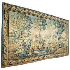 Antique 18th Century Aubusson Tapestry signed “De Landrieve” & M R D”Aubusson”