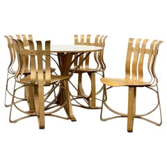 Vintage Hat Trick Chairs + Face Off Table Set by Frank Gehry for Knoll