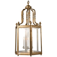 Retro Large Bronze Hexagonal Italian Lantern, mid 20th Century