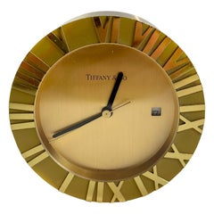 Vintage Tiffany Swiss Gold and Brass Atlas Table Clock 