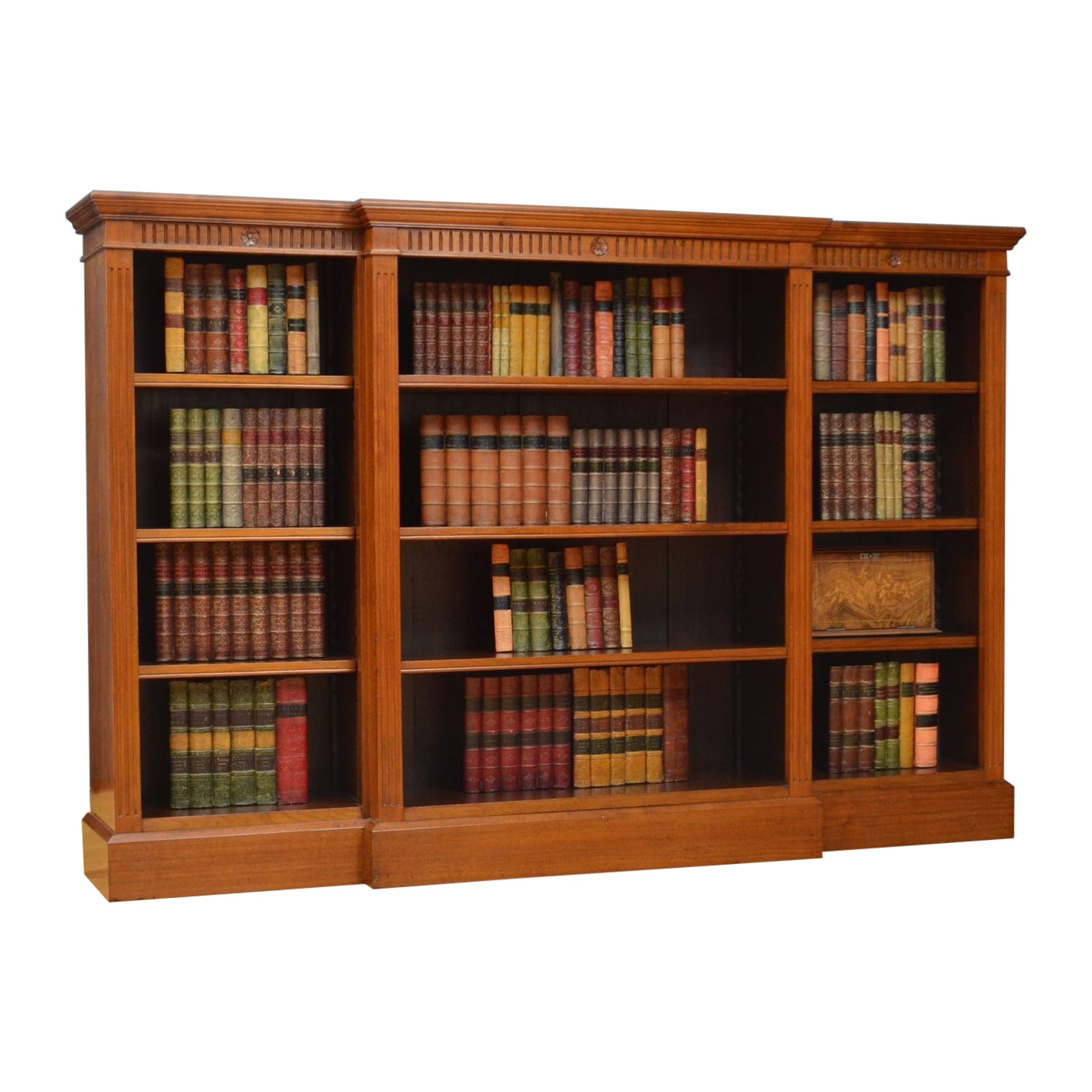 Late Victorian Solid Walnut Open Bookcase For Sale