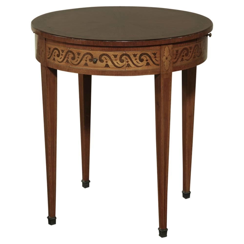 19th Century Swiss Round End Table with Pull-Outs