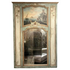 Antique 1860's Hand Painted French Trumeau Mirror