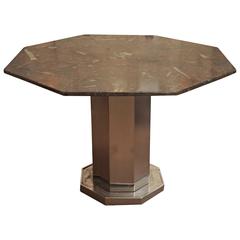 Mid-Century Octagonal Table of Fossil Marble, French