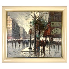 French Street Painting Oil Canvas