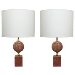 Mid-Century Marble Lamps, French
