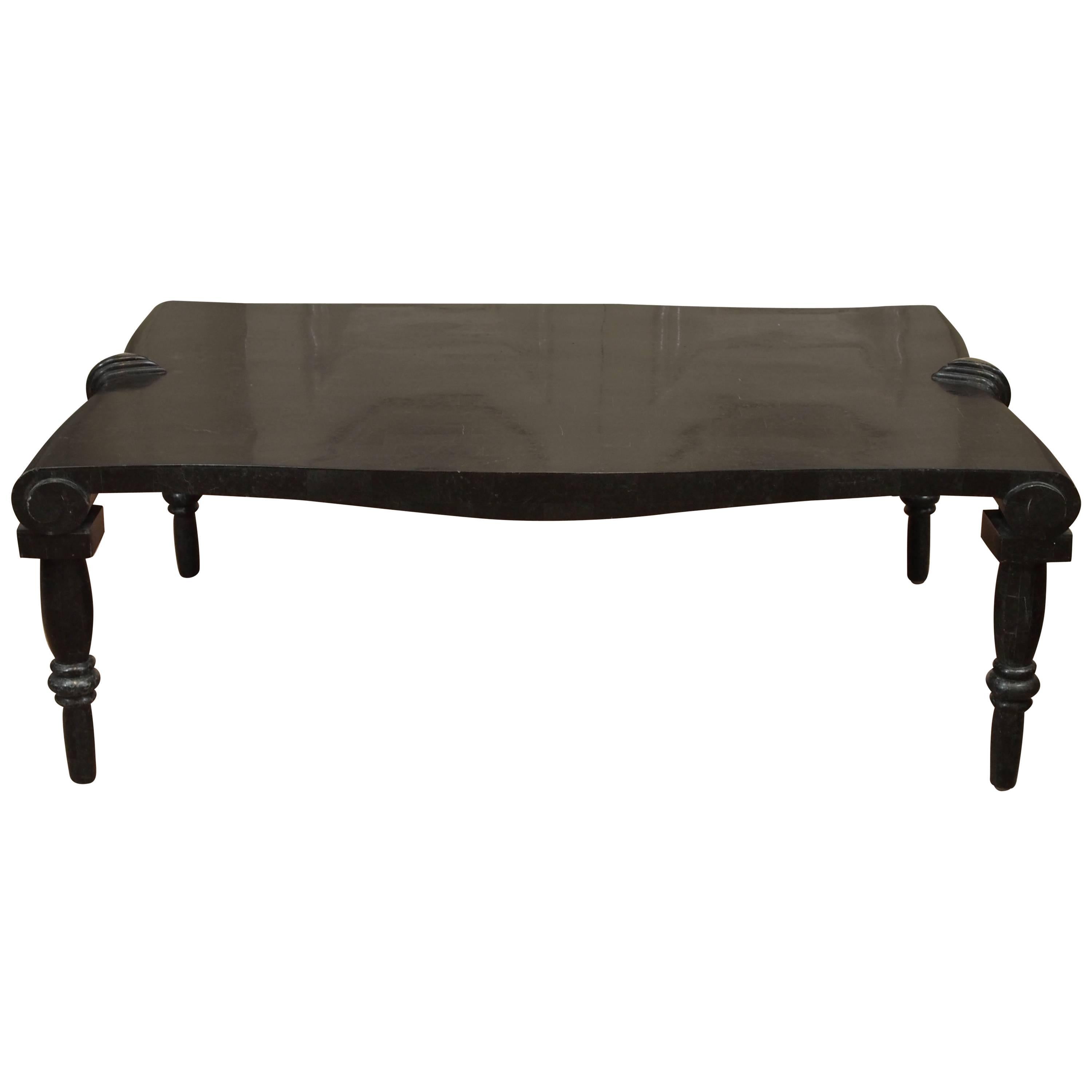 Italian Black Onyx Coffee Table, circa 1970