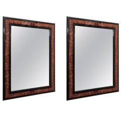 Mid-Century Mirrors, Burled Wood and Ebonized Frames 7