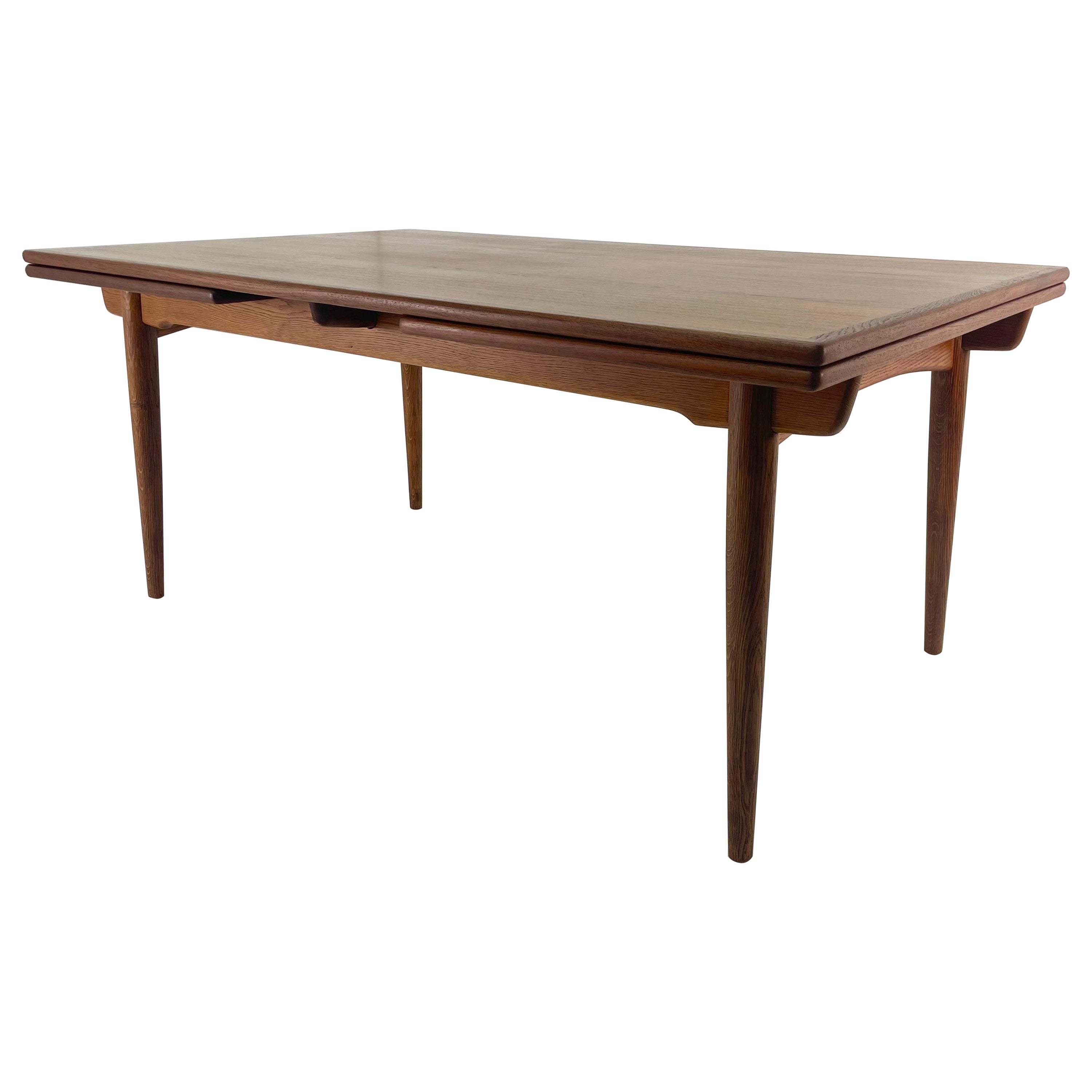 Hans J. Wegner AT-312 Sculpted Teak & Oak Dining Table for Andreas Tuck For Sale