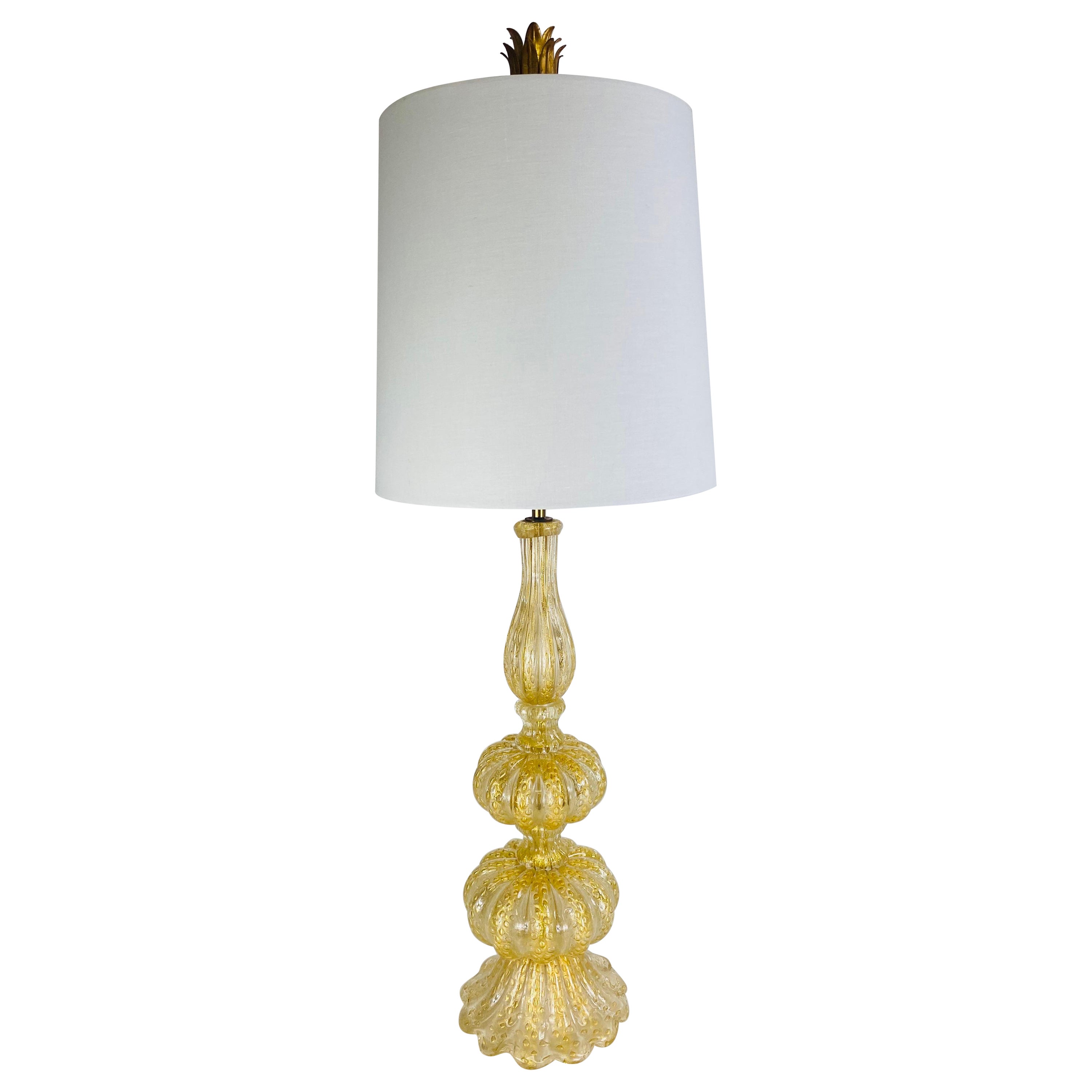 Barovier Toso single handblown Marano glass table lamp For Sale