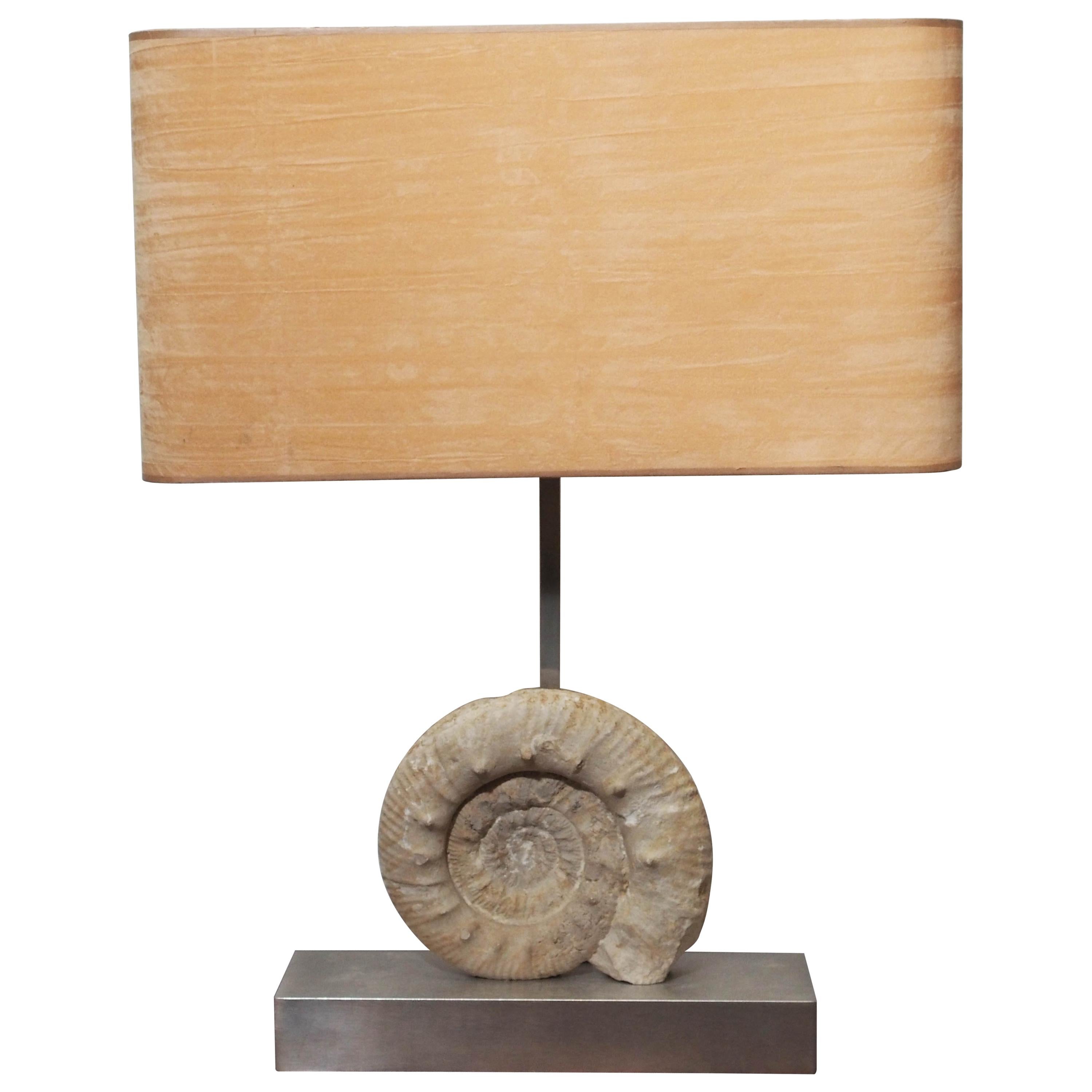 Pair of Limestone Nautilus Shell Table Lamps, 20th century