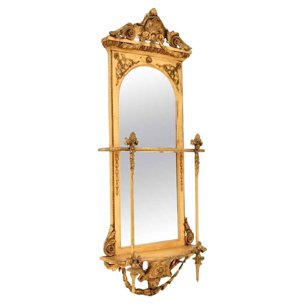 Antique Victorian Period Gilt Wood Mirror (Miroir en bois doré)