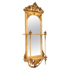 Antique Victorian Period Gilt Wood Mirror (Miroir en bois doré)