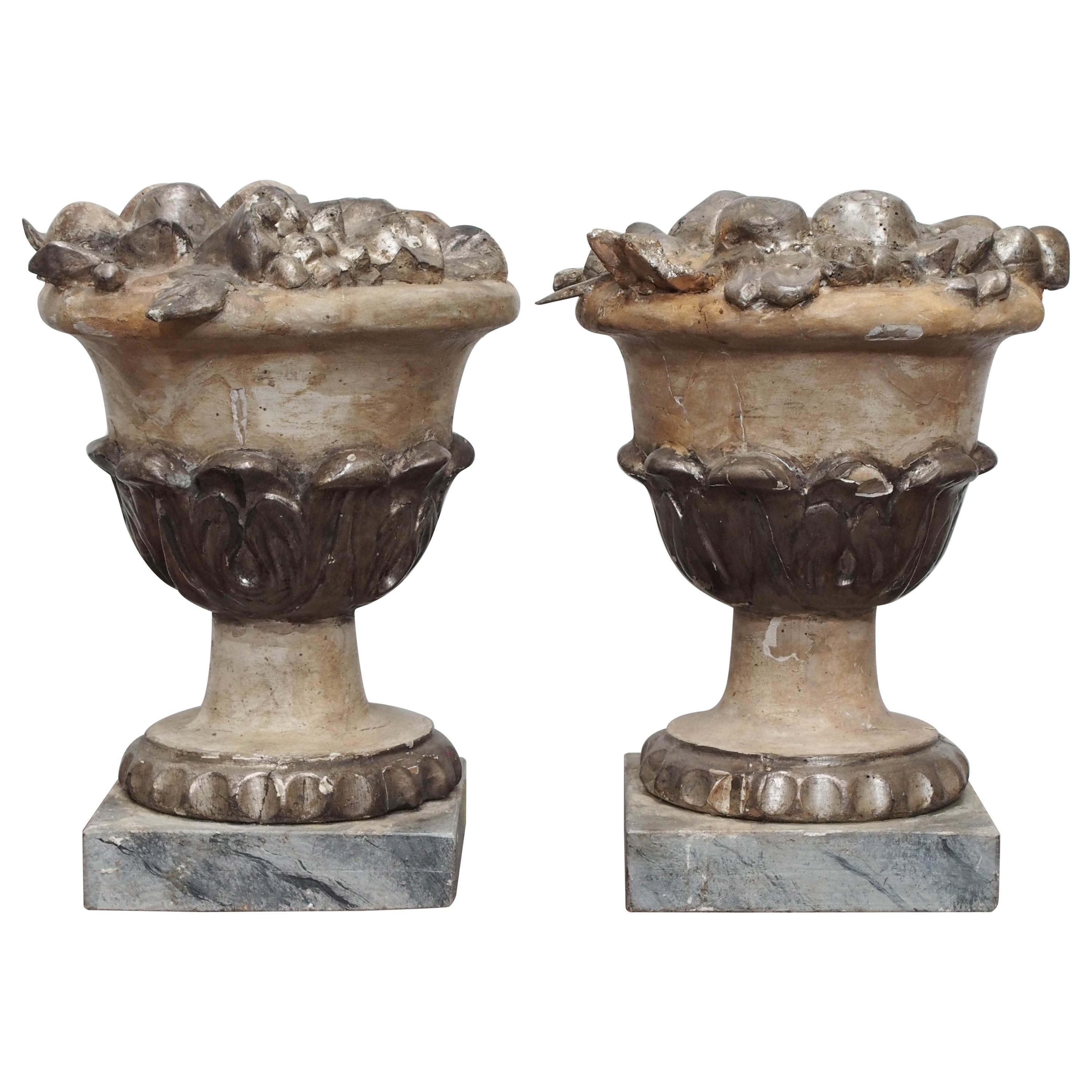 Pair of Carved Oak Fruit Bowls