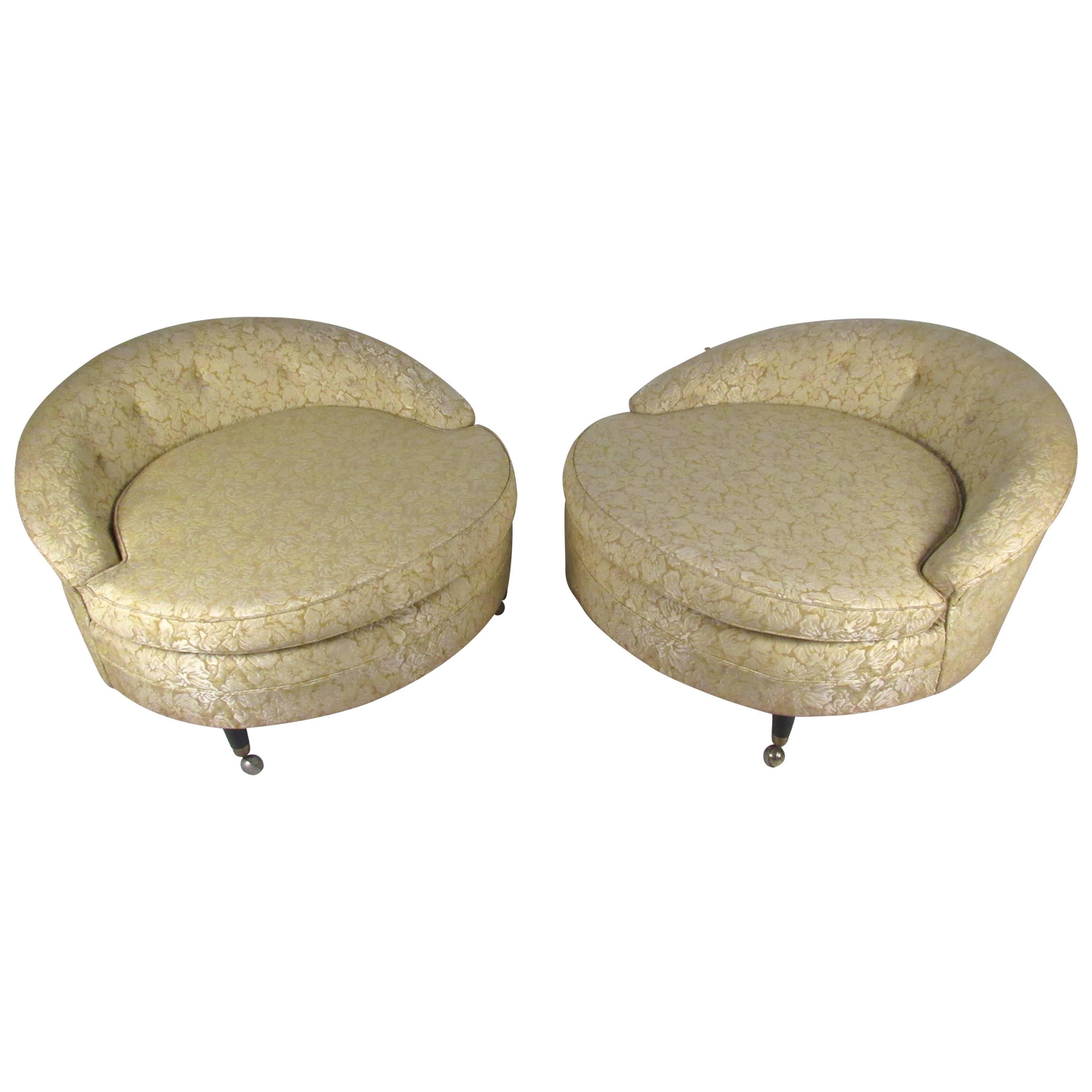 Pair of Midcentury Adrian Pearsall Style Circle Lounge Chairs For Sale