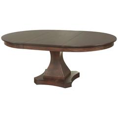 19th Century Mahogany Round Louis Philipe Pedestal Dining Table with Leaf