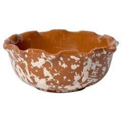 Splatter Scallop Dish in Terracotta and Cream