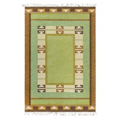 Grüner Flachgewebe-Teppich von Ingegerd Silow, Vintage