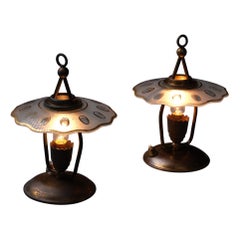 Used Elegant Patina: Pair of 1950s Italian Brass Table Lamps