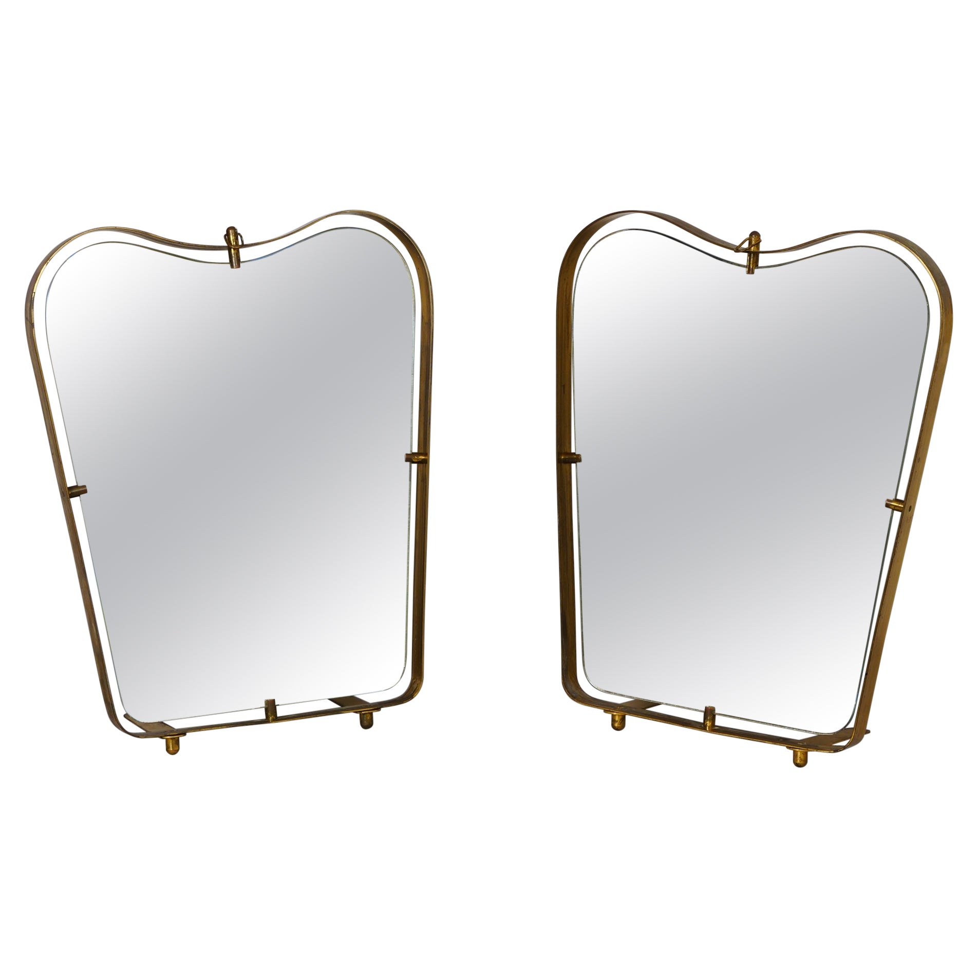 Two Gio Ponti shape Fontana Arte table or wall mirrors Italy c1950  For Sale