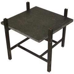 1960s Square Side Table with Slate Top, Bronze Frame, France, Mid-Century 10