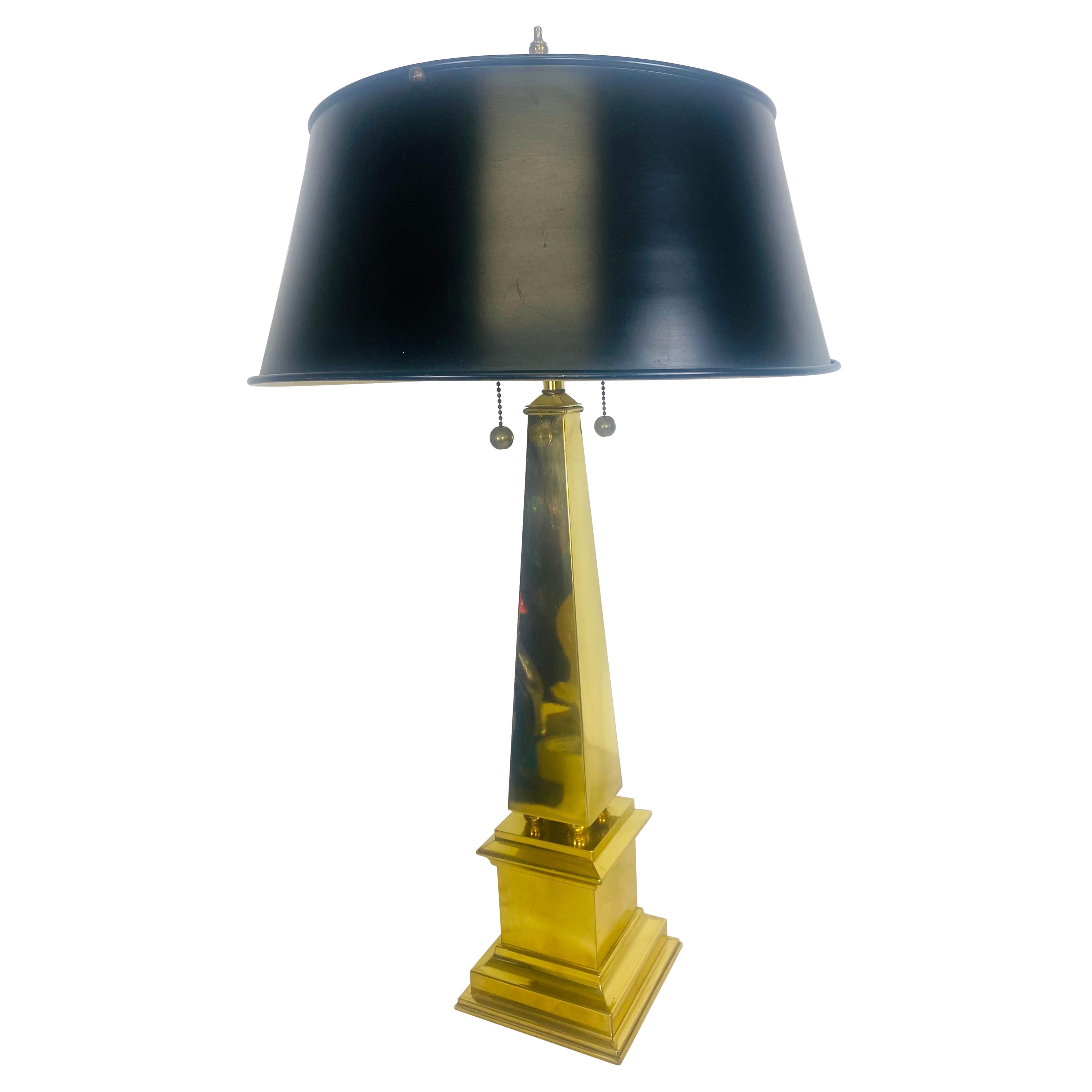 Mid-century solid brass obelisk lamp after Chapman For Sale