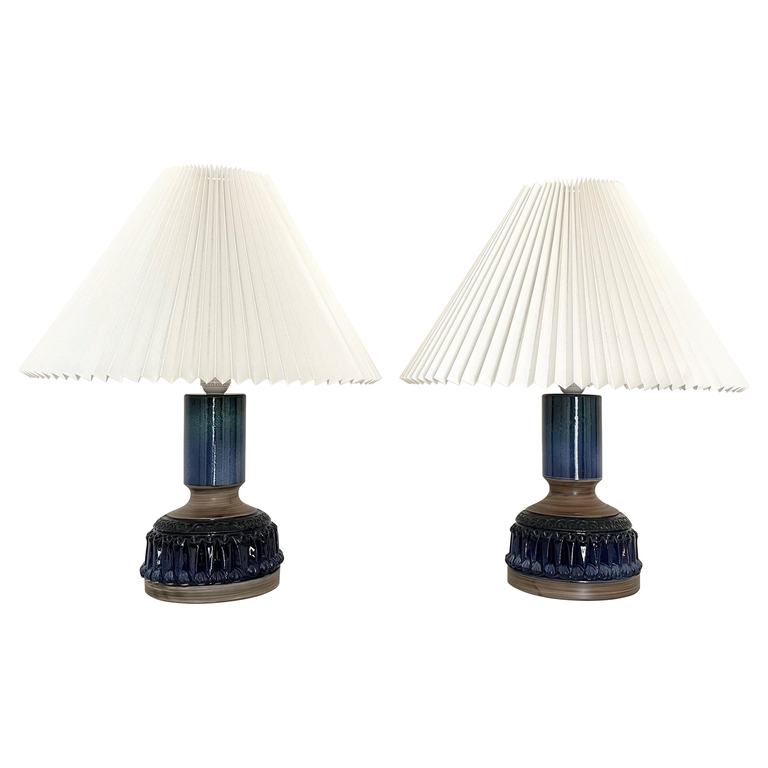 Paire de lampes de bureau italiennes vintage en céramique, années 1960