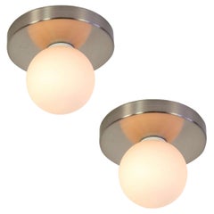 Paire de globes encastrés par Research.Lighting, nickel brossé, en stock